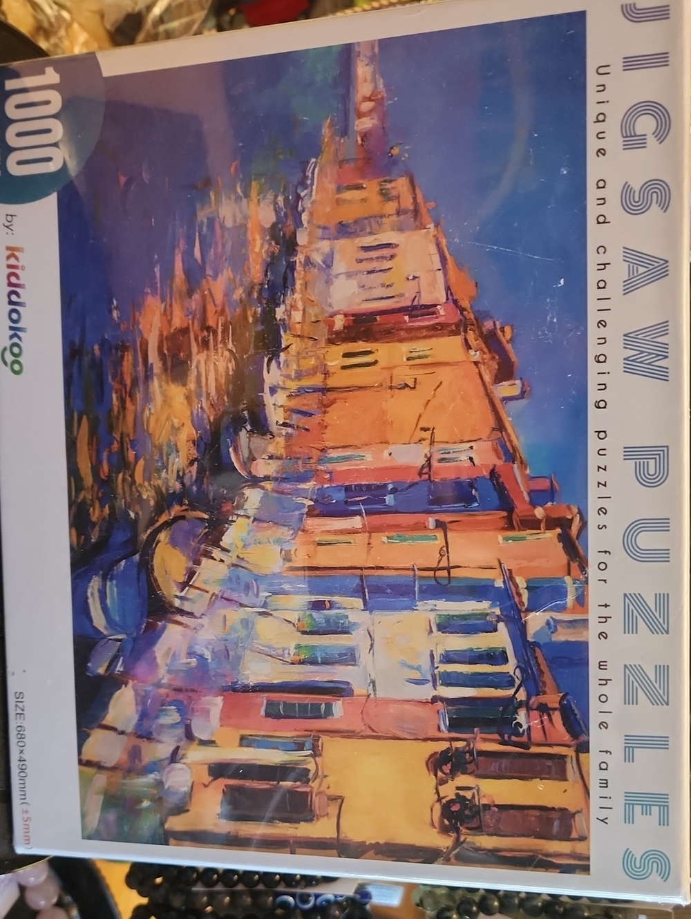 Kiddoloko 1000-Piece Jigsaw Puzzle - Orange & Blue Village